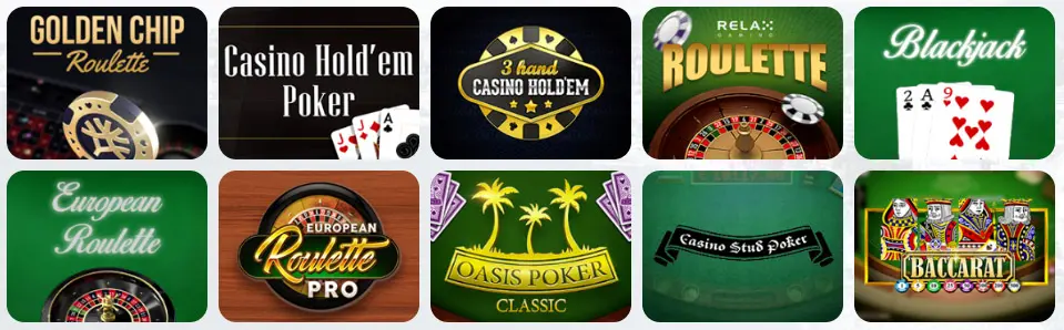 Jeux de table au Gemo Bet Casino
